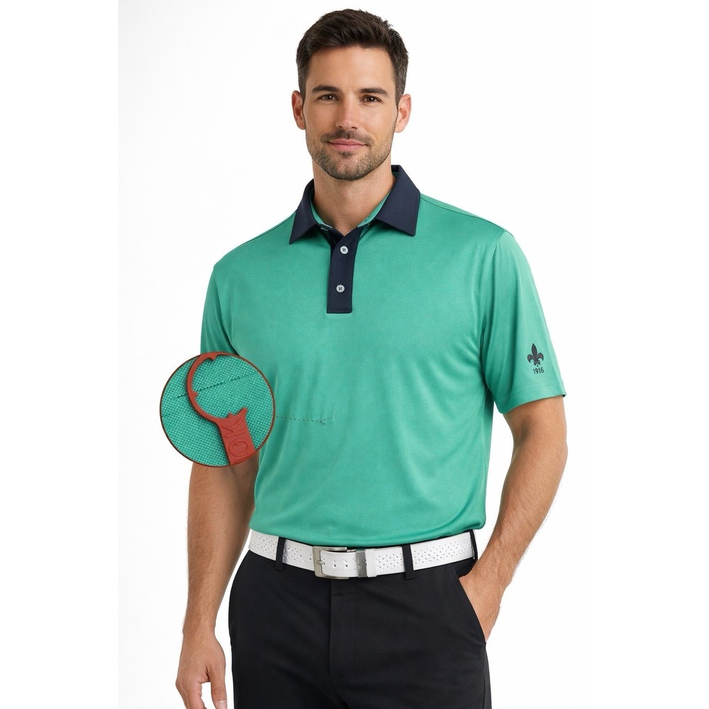 FootJoy Green Golf Polo Shirt Contrast Collar Performance Short Sleeve‎ Men's L